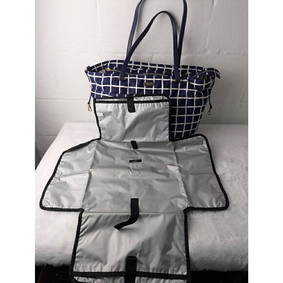 Kate Spade New York Seaside Nylon Francis Bag in Navy White Checkers With Changi - Picture 2 of 16